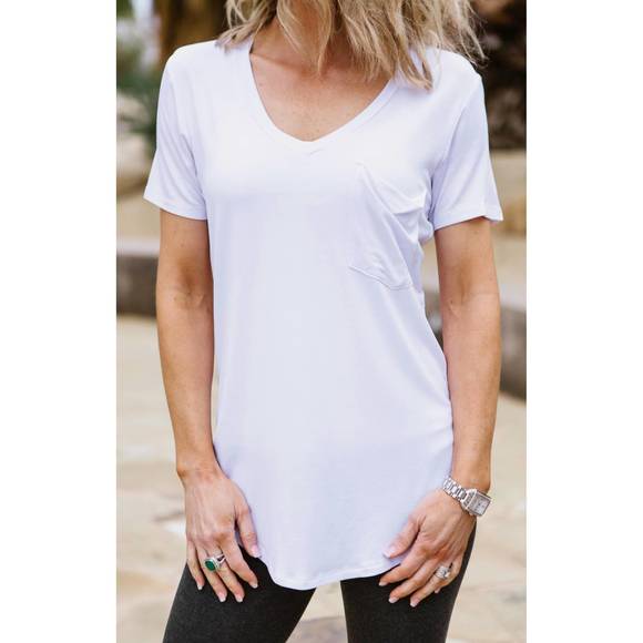 NEW ANOTHER LOVE phoenix pocket v-neck t-shirt in white - Picture 2 of 3